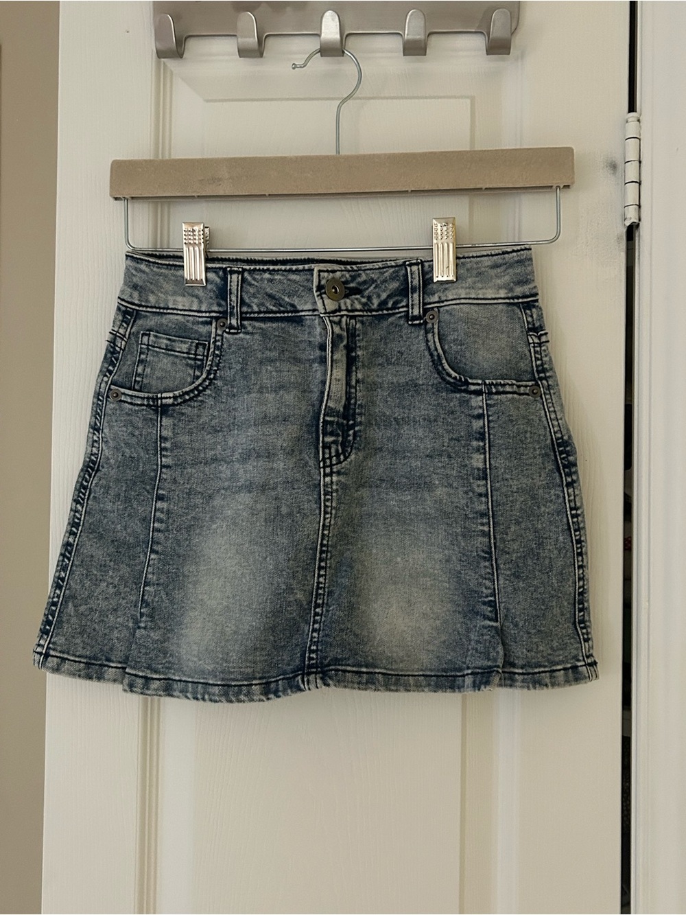 denim mini skirt